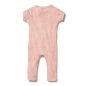 WILSON & FRENCHY Organic Rib Zipsuit - Blush BABY CLOTHING - Zabecca Living