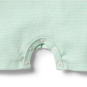 WILSON & FRENCHY Organic Stripe Boyleg Growsuit - Neon Mint Ecru BABY CLOTHING - Zabecca Living