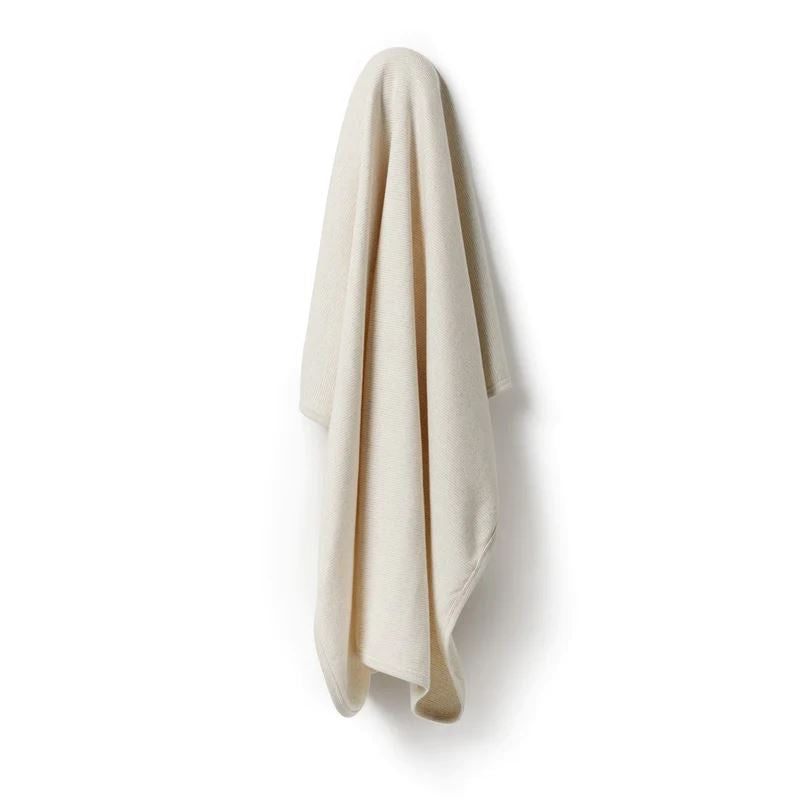 WILSON & FRENCHY Organic Stripe Rib Bunny Rug - Oatmeal BABY BLANKET - Zabecca Living