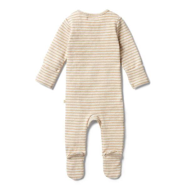 WILSON & FRENCHY Organic Stripe Rib Zipsuit - Antelope BABY CLOTHING - Zabecca Living
