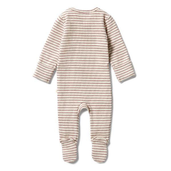 WILSON & FRENCHY Organic Stripe Rib Zipsuit - Wild Ginger BABY CLOTHING - Zabecca Living