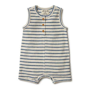 WILSON & FRENCHY Organic Terry Growsuit - Ocean Stripe BABY CLOTHING - Zabecca Living