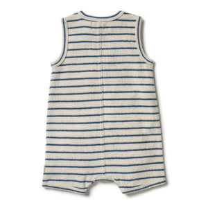 WILSON & FRENCHY Organic Terry Growsuit - Ocean Stripe BABY CLOTHING - Zabecca Living