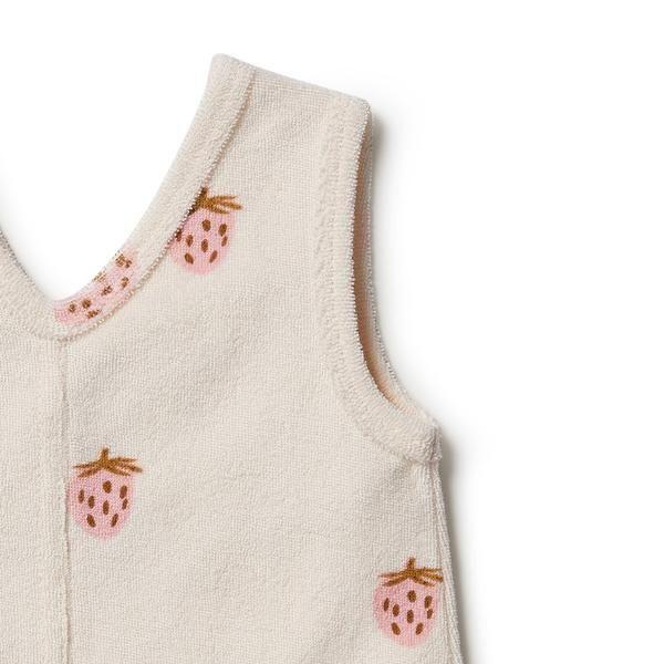 WILSON & FRENCHY Organic Terry Playsuit - Sweet Strawberry BABY CLOTHING - Zabecca Living