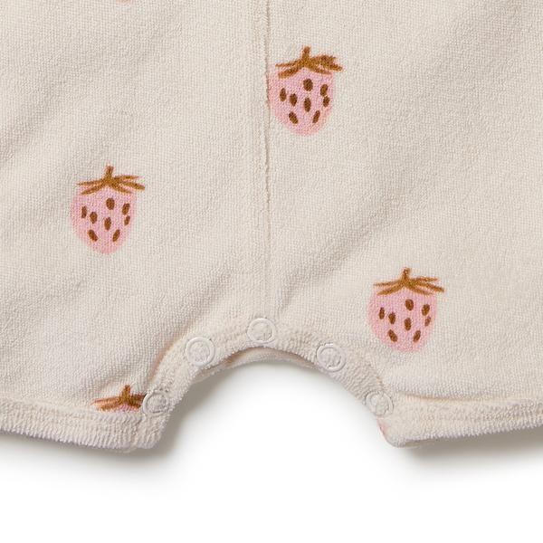 WILSON & FRENCHY Organic Terry Playsuit - Sweet Strawberry BABY CLOTHING - Zabecca Living