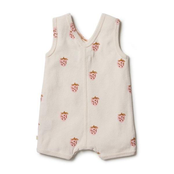 WILSON & FRENCHY Organic Terry Playsuit - Sweet Strawberry BABY CLOTHING - Zabecca Living