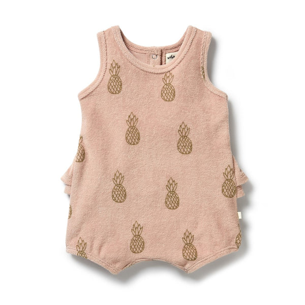 WILSON & FRENCHY Organic Terry Ruffle Bodysuit - Pineapple BABY CLOTHING - Zabecca Living