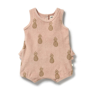 WILSON & FRENCHY Organic Terry Tie Playsuit - Pineapple BABY CLOTHING - Zabecca Living