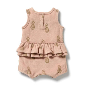 WILSON & FRENCHY Organic Terry Tie Playsuit - Pineapple BABY CLOTHING - Zabecca Living