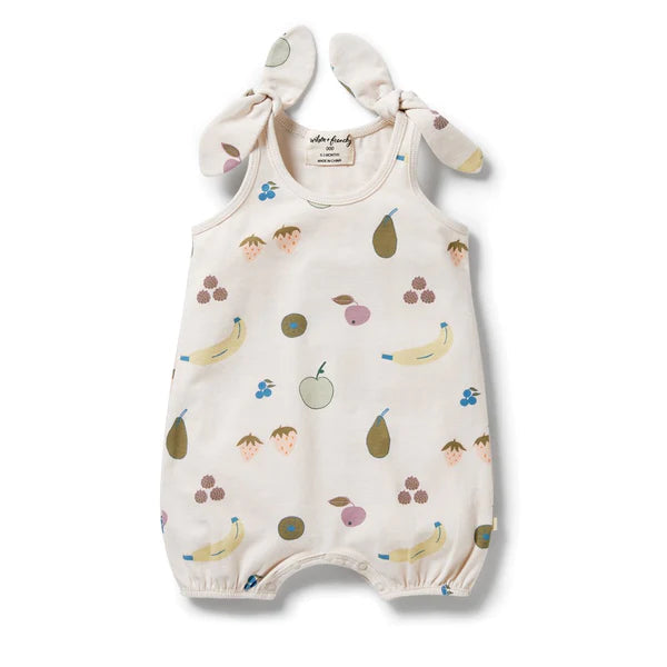 WILSON &amp; FRENCHY Organic Tie Playsuit - Fruity BABY CLOTHING - Zabecca Living
