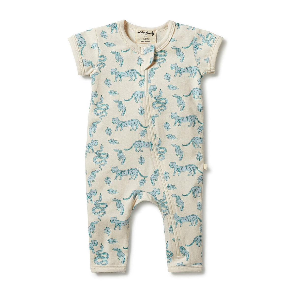 WILSON &amp; FRENCHY Organic Zipsuit - Hello Jungle BABY CLOTHING - Zabecca Living