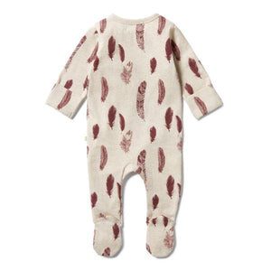 WILSON & FRENCHY Organic Zipsuit With Feet - Falling Feathers BABY CLOTHING - Zabecca Living