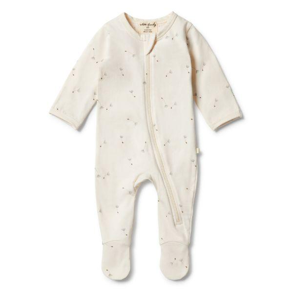 WILSON & FRENCHY Organic Zipsuit With Feet - Floating Dandelions BABY CLOTHING - Zabecca Living