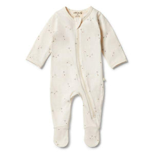 WILSON & FRENCHY Organic Zipsuit With Feet - Floating Dandelions BABY CLOTHING - Zabecca Living