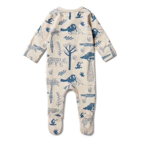 WILSON & FRENCHY Organic Zipsuit With Feet - Jungle Mania BABY CLOTHING - Zabecca Living