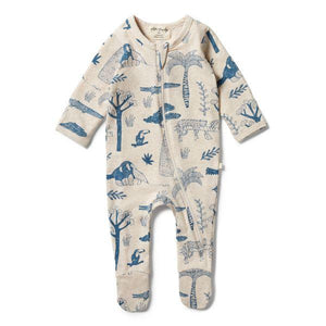WILSON & FRENCHY Organic Zipsuit With Feet - Jungle Mania BABY CLOTHING - Zabecca Living