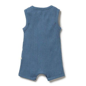 WILSON & FRENCHY Rib Boyleg Growsuit - Ocean BABY CLOTHING - Zabecca Living