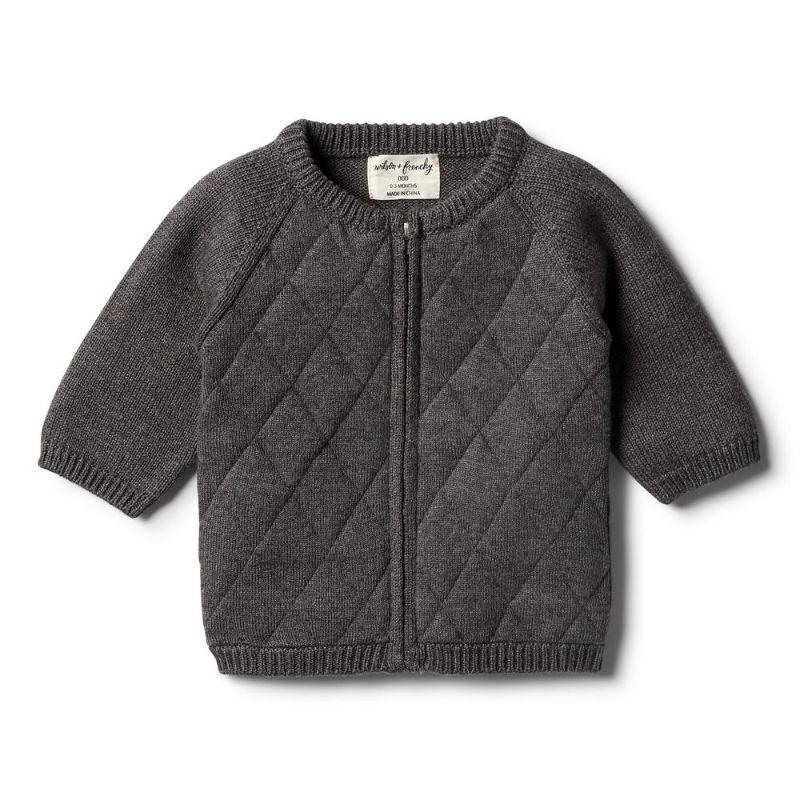 WILSON & FRENCHY Storm Grey Knitted Zip Thru Cardigan BABY CLOTHING - Zabecca Living