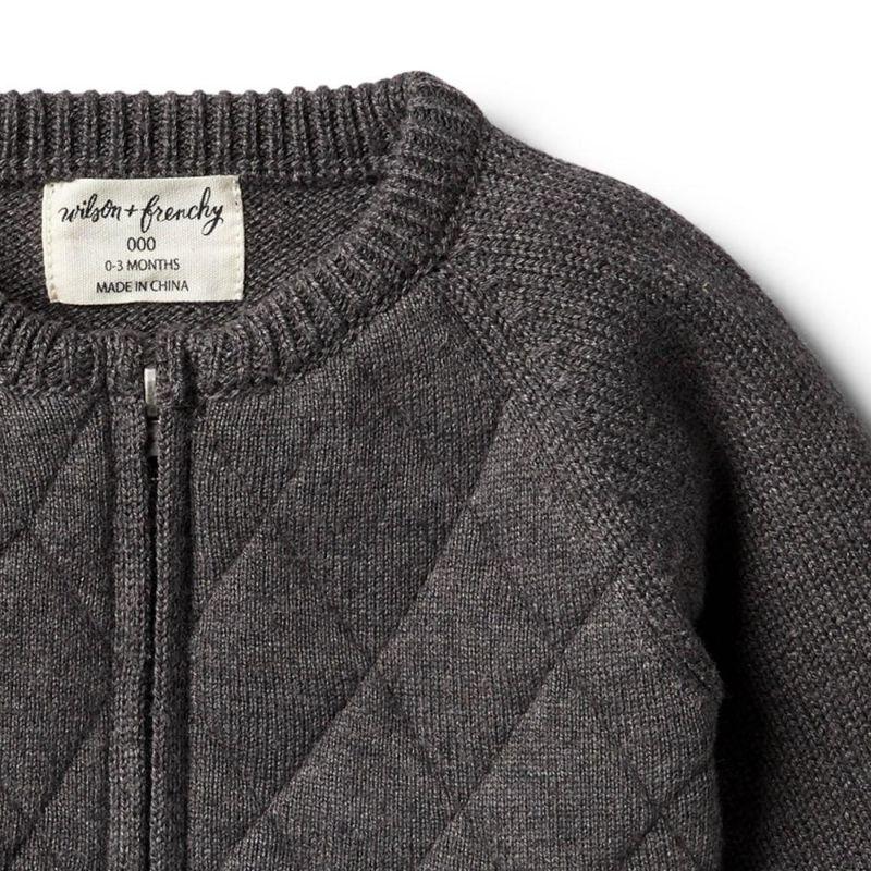 WILSON & FRENCHY Storm Grey Knitted Zip Thru Cardigan BABY CLOTHING - Zabecca Living