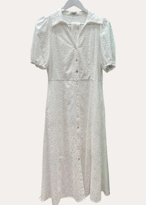 WORTHIER THE LABEL Brianna Short Sleeve Dress - White DRESS - Zabecca Living