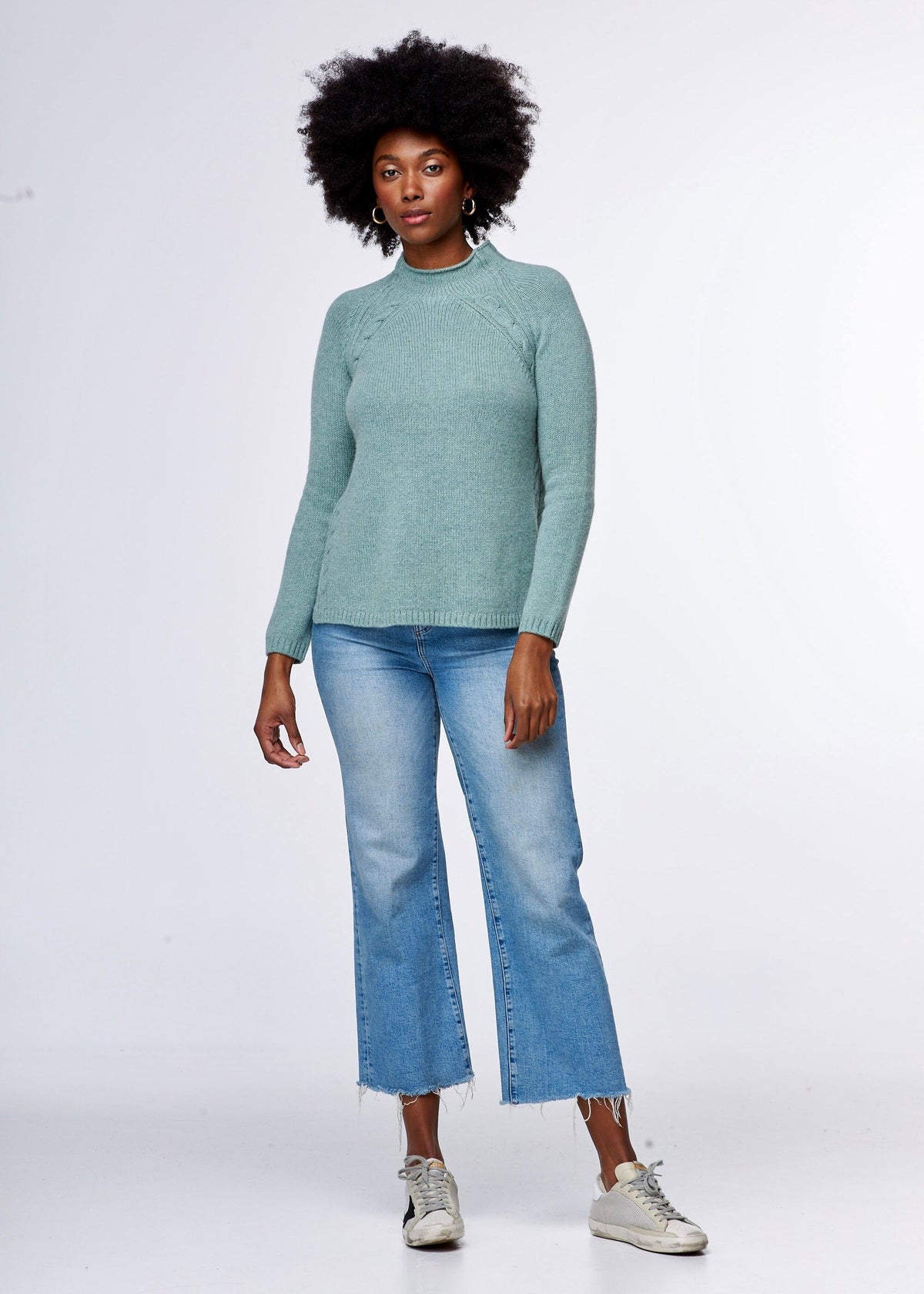 ZAKET & PLOVER Cabletrim Funnel - Mint Jumpers + Knitwear - Zabecca Living